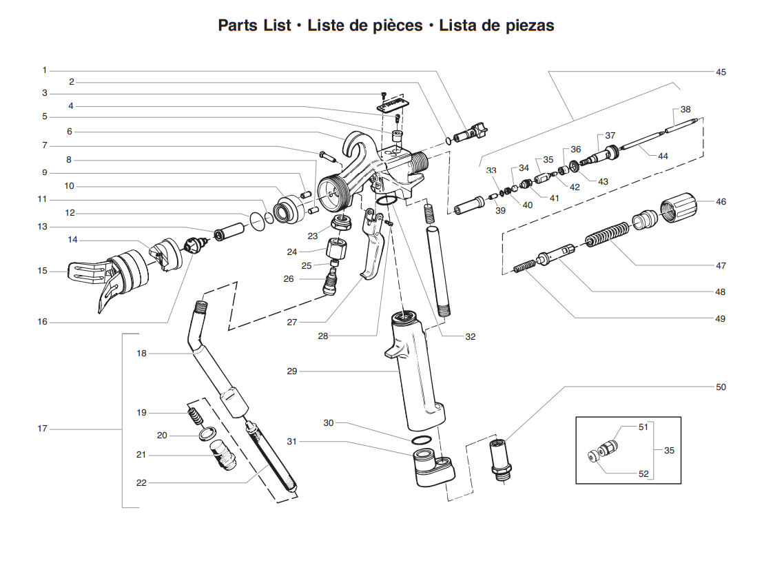 GM 2600 Air Assisted/Airless Spray Gun Parts List